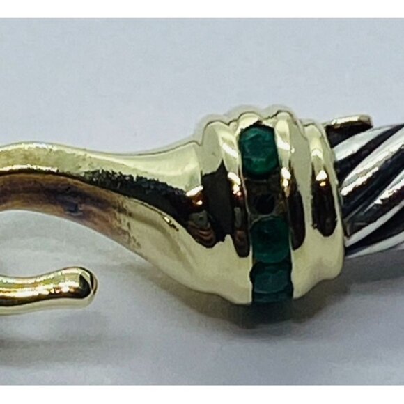 David Yurman Bracelet Sterling Silver & 14K Yellow Gold Emerald - Picture 6 of 9